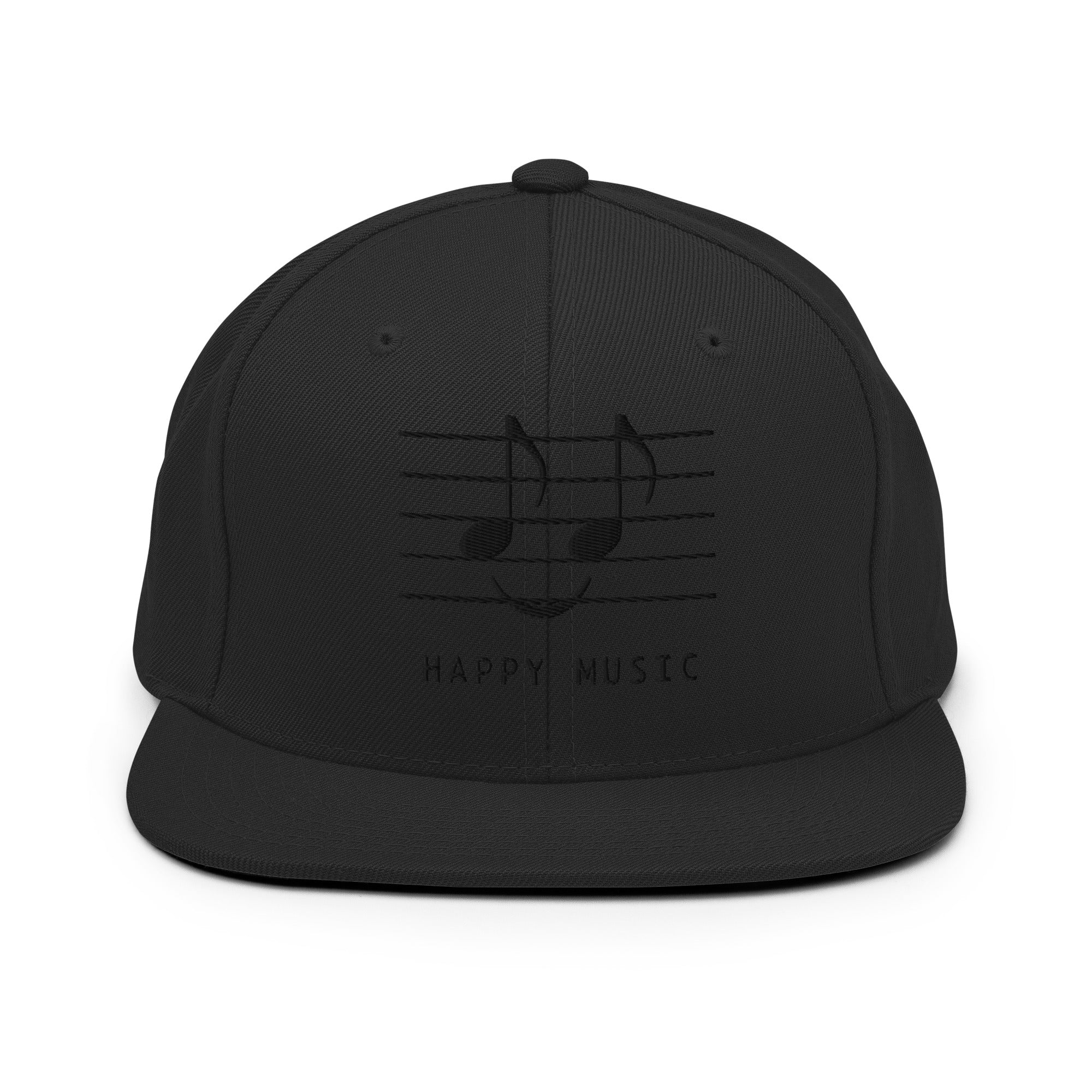 Happy Music Hat - Black, White, Snapback