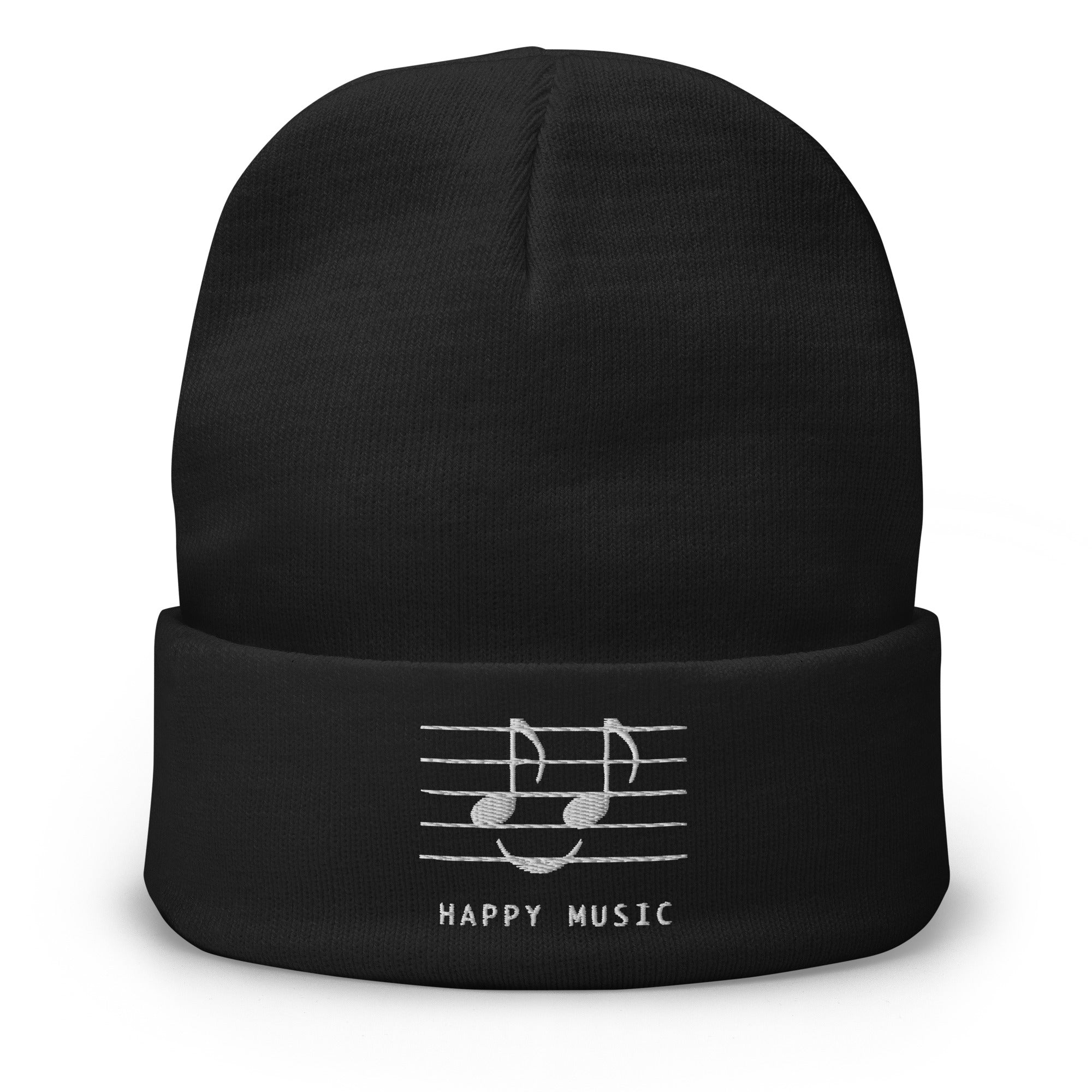 Happy Music Embroidered Beanie