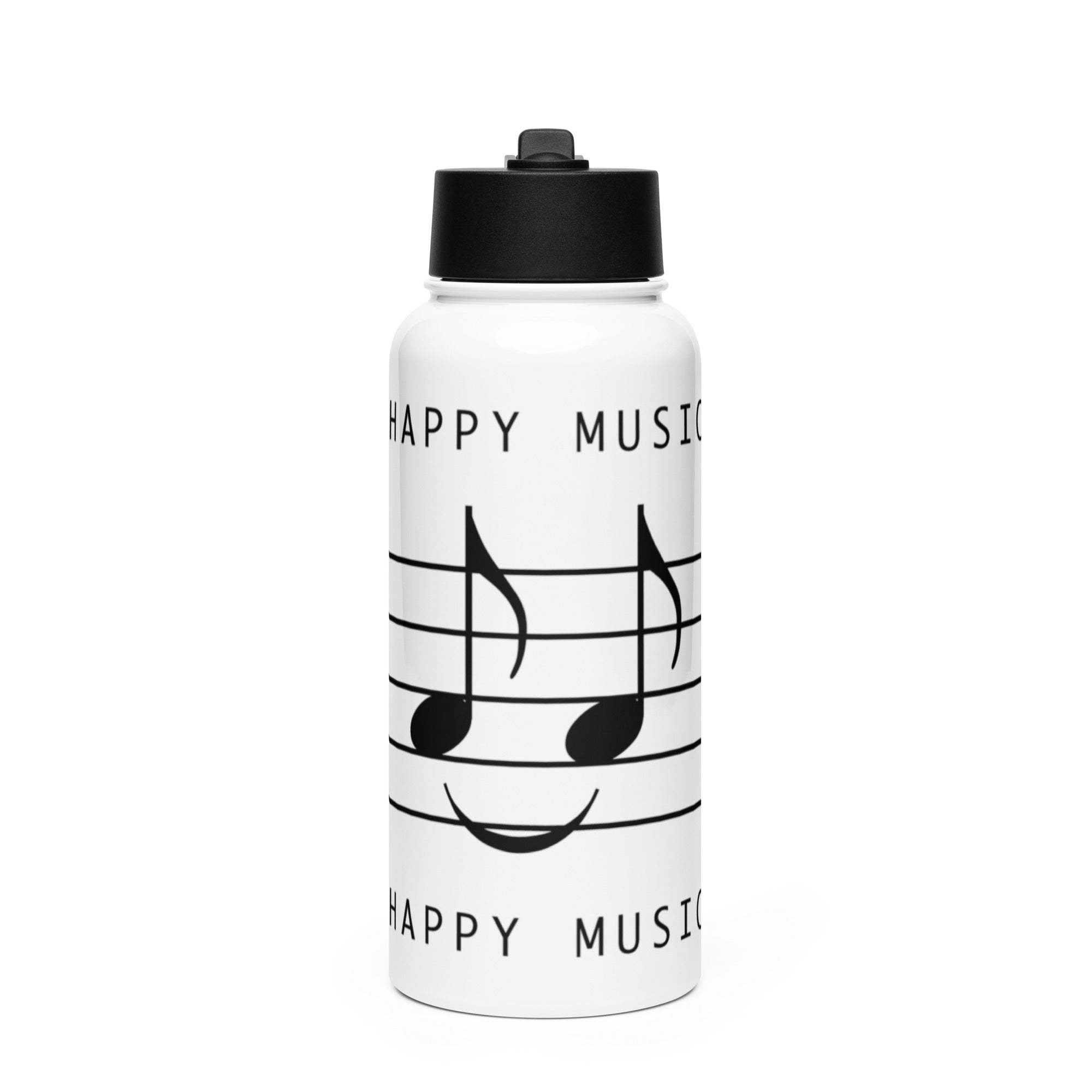 Happy Music Stainless Steel Water Bottle With a Straw Lid