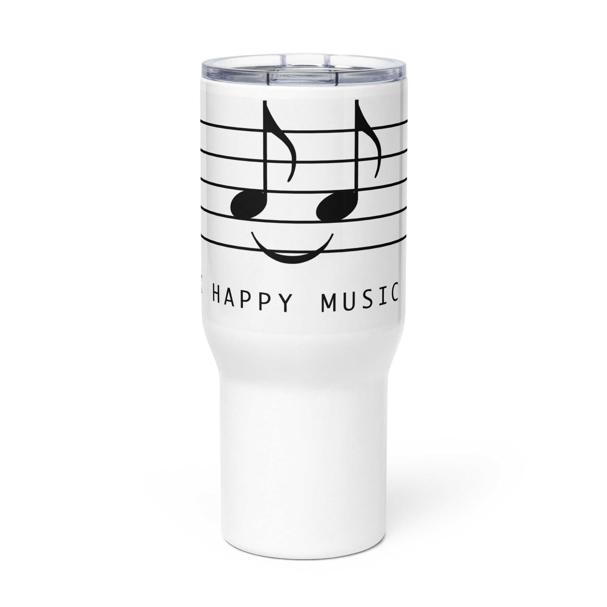 Happy Music Travel Mug with a Handle